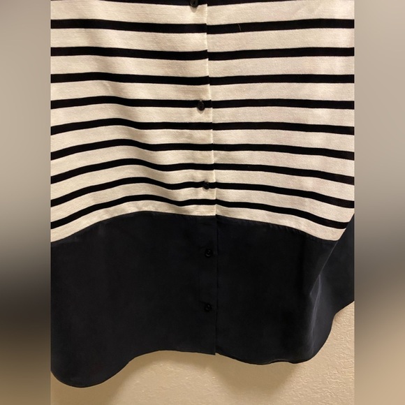 Cos Striped Cotton And Silk Button Back 3/4 Length Sleeve Top - Picture 7 of 9